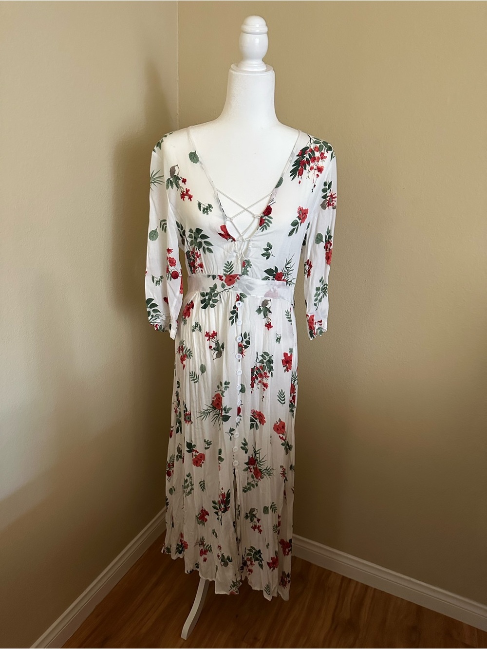 🌸 FEER Boho Floral Button-Front Maxi Dress Size XL 🌺